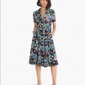 J CREW X Abigail Borg Prairie “Moonlight" floral print Shirtdress Size 00